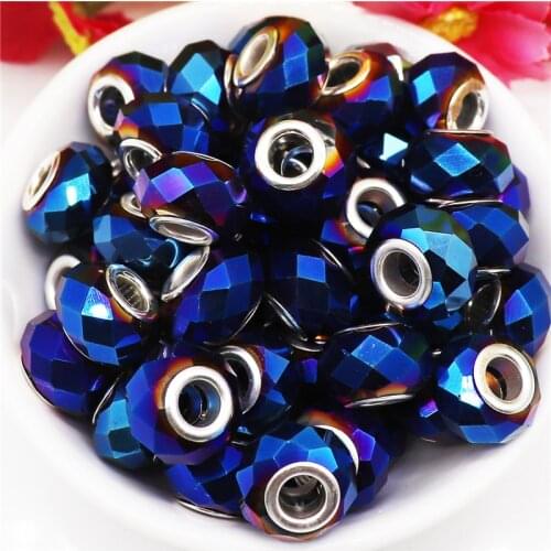 20Pcs New Big Hole Beads for Bracelets Charms Spacer Glass Crystal Fit European Pandora Bracelet Bangle Women DIY Craft Jewelry