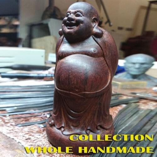 Wood figure of Buddha Lobular Red Sandalwood of indian Statue Carving heirloom and cellection Chinese Figure Carving