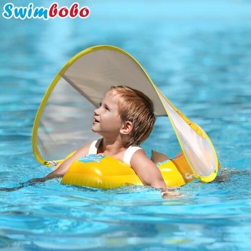 Baby Swimming Float Pool Accessories Childrens Inflatable With Sunshade Floating Kid Circle Bathing Summer Outdoor Water Toys