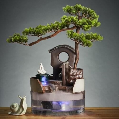 Home Decorations Creative Ornaments Ceramic Mountain Stream Trees Vintage Garden Decoration