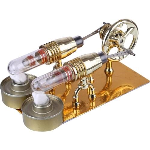 Two-cylinder Stirling Engine Model Engine Teaching Show Model Science Educational Toys - Golden