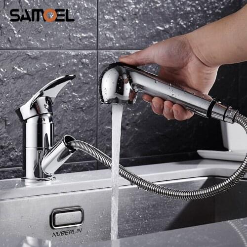 Economic Brass Faucets Mixer Taps For Kitchen Sink Deck Mount Single Hole Pull Out Chrome Sink Faucets 1214C