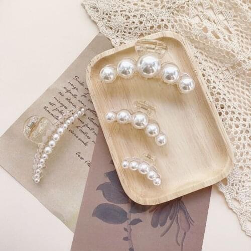 Elegance Crystal Pearl Hair Claws For Women Hair Accessories Flower Rhinestones Hairpins Handmade Hair Clips