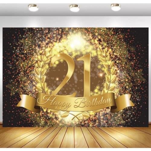 Happy 21TH 40 50 th Adult Birthday Cake Smash Photo Backgrounds Balloons Stars Text Customize Backdrops Poster For Decoration