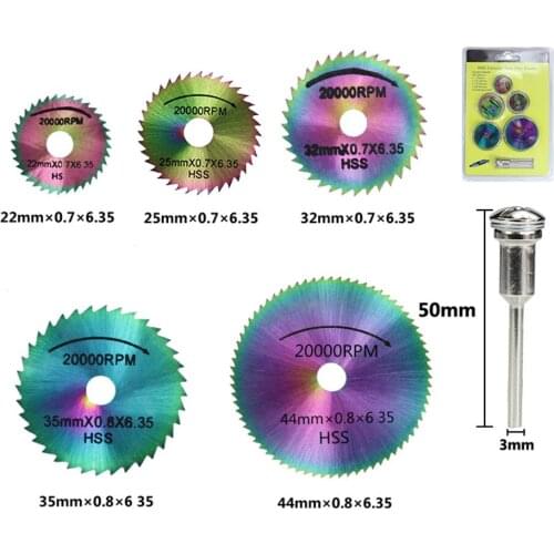 Hss saw blade set 22/25/32/35 / 44mm with 3mm shank chuck rotary tools wood saw disc mini cut-off disk