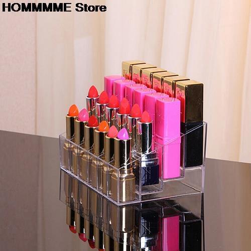 Lipstick Storage Box 24 Grid Acrylic Transparent Makeup Organizer Cosmetic Display Stand Lipstick Holder