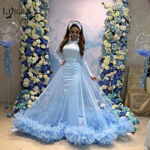 Pretty 2010 Baby Pink Ruffles Muslim Evening Dresses Full Sleeves O-neck A-line Long Prom Gowns Elegant Formal Dresses