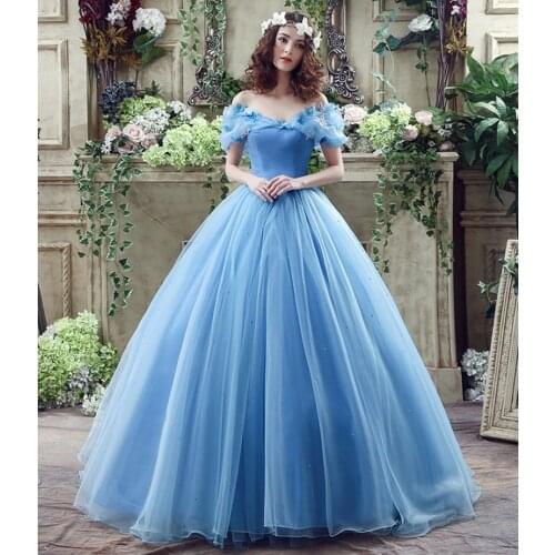 Sweet 16 Blue Princess Quinceanera Dresses 2020 Cinderella Cosplay Dress Formal Pageant Ball Gown for Girls Vestidos De 15 Anos