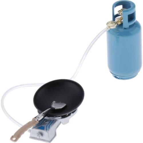 1/12 Dollhouse Miniature Funiture Set - Simulation Gas Stove with Gas Tank and Pan and Shovel - for Dollhouse Kitchen Decor