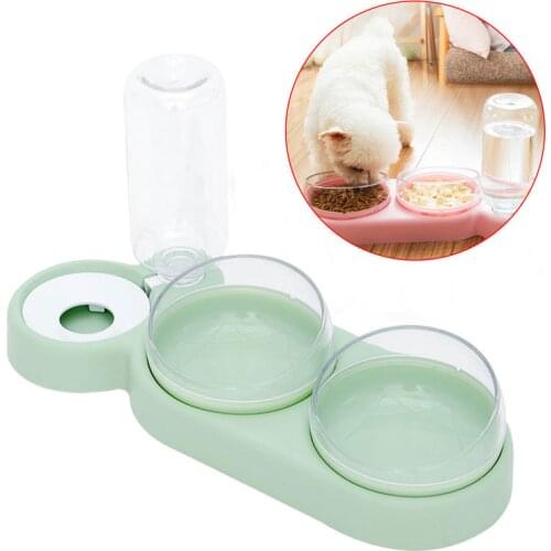 Pet Bowl Cat Double Pots Automatic Water Container Food Dispenser Cat Feeder Food Bowls Drinking Raised Stand Dish for Cat Dog