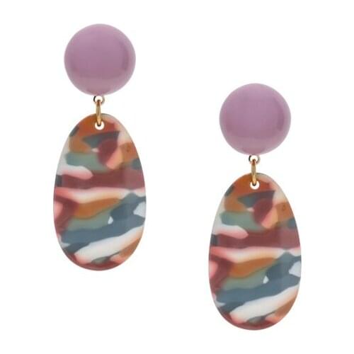 Fashion Japanese Style Purple Resin Oil Painting Earrings Female Simple Art Earrings