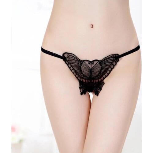 Womens Fashion Perspective Lace Butterfly Sexy Panties Thong Solid Color Panties Sexy Lingerie Erotic Apparel Underwear