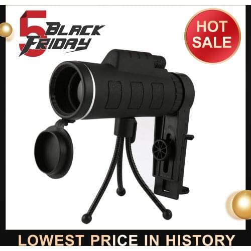 40X60 Monocular Telescope Wide Angle HD Night Vision Prism Scope With Compass Phone Clip Tripod Outdoor Portable Telescope