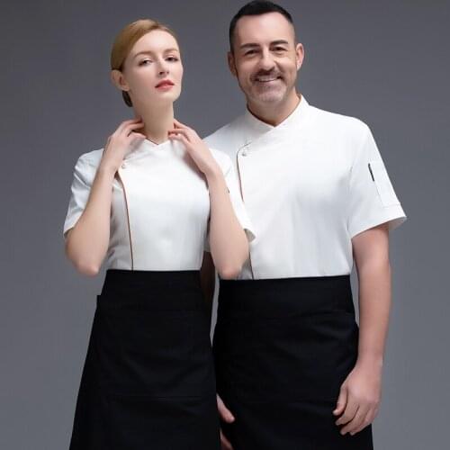 Men Women Bakery Kitchen Jackets Shirt High Quality Short Sleeve Chef Uniform Hotel Catering Restaurant Pastry Cooking Workwear