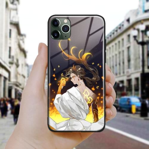 Genshin impact Zhongli fanart Soft Silicone Glass Phone Case Cover Shell For iPhone SE 6 6s 7 8 Plus X XR XS 11 12 Mini Pro Max
