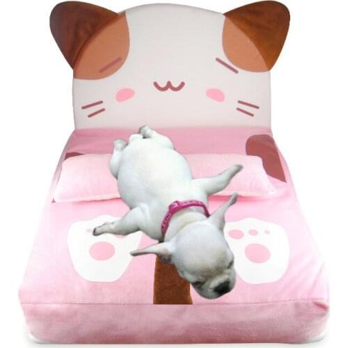 Lovely Cat Soft Puppy Dog Bedding Autumn Princess Pink Winter Pet Sofa Cushion Bed Kennel For Puppies Small Medium Animal Goods