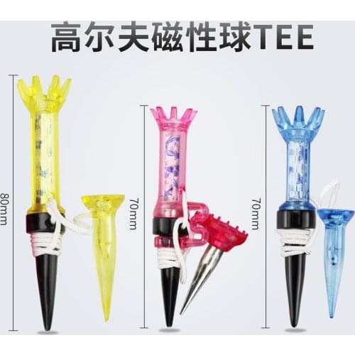 3 PCS Golf Tees Magnetic Tee Set Plastic Golf Ball Holder 70mm 80mm Length Automatic reset Golf Tee