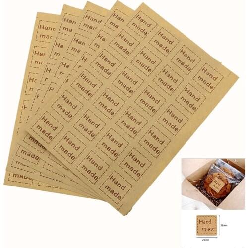 Handmade Sticker 120pcs / 25 * 25mm Vintage Sticker Kraft Paper Label DIY Handmade Gift Cake Baking Seal Sealing Sticker