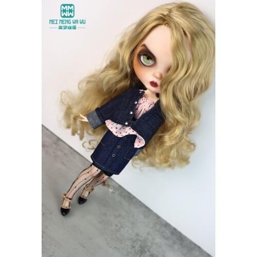 Doll Clothes Fashion denim jacket, denim skirt for Blyth Azone OB23 OB24 Toys accessoreis Girls gift