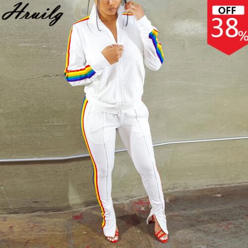 Autumn Tracksuit Women Long Sleeve Tops&pants Women Fashion Two Piece Set Women Colorful Patchwork Fitness Two Piece Outfits