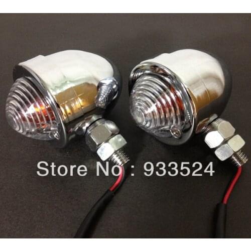 Pair Motorcycle Universal Metal Chrome Bullet Turn Signal Lamp Indicator Amber Light