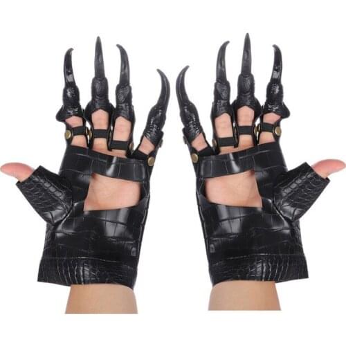 Demon Pointy Fingera Claw Gloves Scary Cool Halloween Party Costume Accessories Prank Props Black
