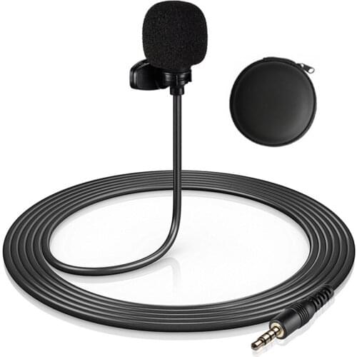 Mini Clip-on Lapel Lavalier Condenser Microphone with 4-Pin 3.5mm Plug 3 Meters Cable for Live Stream Recording for Cellphone