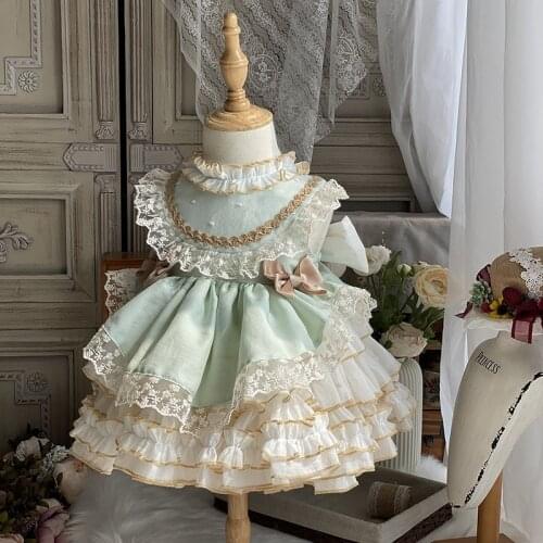 New Girls Birthday Dress Spain Court Lolita Infant Girls Princess Dress Baby Party Wedding Dress Baptism Clothes for Girls