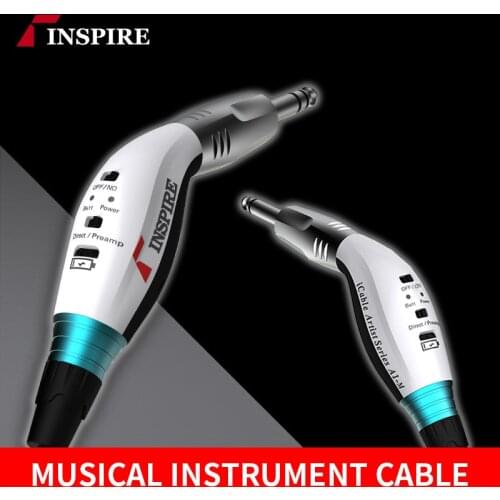6.35mm Jack Professional Instrument Cable for Acoustic Guitar connect to Amplifier with Preamp with Noise Shielded