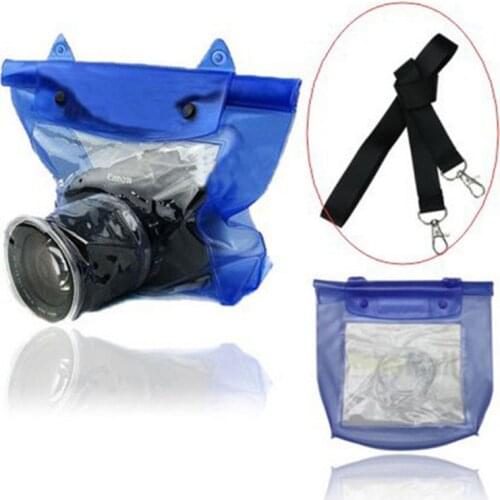 Blue Transparent Waterproof Camera Case for Canon Nikon Sony Sigma DSLR SLR Underwater Housing Pouch Case PVC Dry Protection Bag