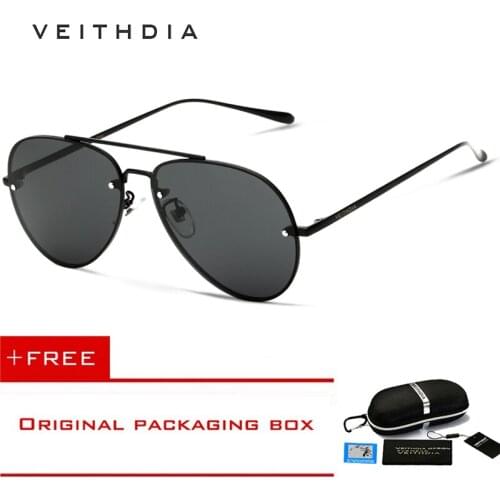 VEITHDIA Design Brand Rimless Sunglasses Fashion Unisex Sun Glasses Polarized Coating Mirror Oculos Male Eyewear For Men/Women