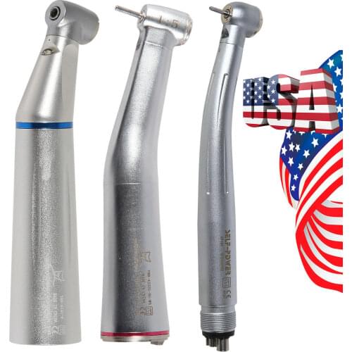 Dental Low Speed Handpiece Push Button E-generator 1:1 1:5 Fiber Optic LED Turbine Fit Kavo Dental Material