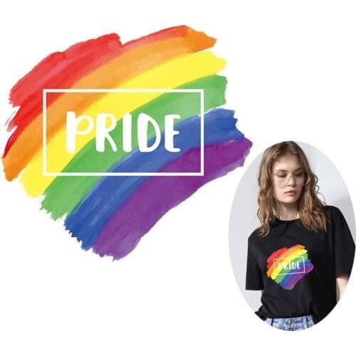 Heat Transfer PVC Patch LGBT Iron On Transfer For Clothing DIY Rainbow Thermal Transfer Heat Vinyl Iron Sticker Apparel Decor