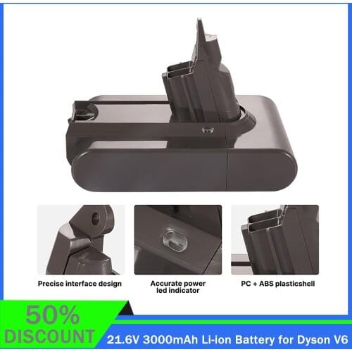 In Stock 3000mAh 21.6V Li-ion Battery for Dyson V6 DC58 DC59 DC61 DC62 DC74 SV09 SV07 SV03 965874-02 Vacuum Cleaner Battery