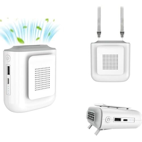 Portable Waist Clip Fan 4000mAh Battery Operated Necklace Fan 3 Speeds Strong Airflow Hands-Free Fan For Outdoor Works Camping