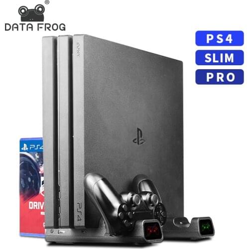 Data Frog Vertical Cooling Stand for PS4/PS4 Slim/PS4 Pro Dual Controller Charger Cooling Fan LED Display for PlayStation 4