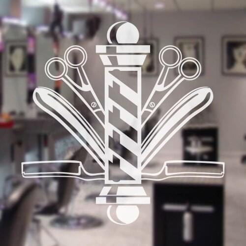 Hair Beauty Salon Wall Decal Barber Shop Pole Scissors Window Vinyl Mural Decor Stickers Removable Home Decoration Decals Z828