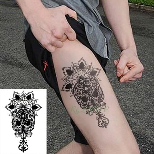 Waterproof Temporary Tattoo Sticker Mandala lotus totem skull head fake tatto flash tatoo stickers leg arm for men girl women