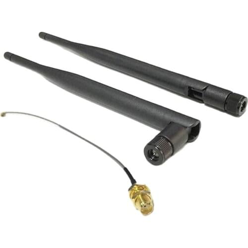 WIFI Antenna 2.4 GHz 6dBi SMA Male Wireless WLAN Black Antenna Aerial WIFI + IPX / u.fl To SMA Female Pigtail Cable 15cm