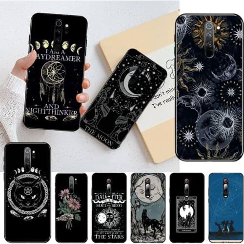 YJZFDYRM Witches moon Tarot Mystery totem Silicone Black Phone Case for Redmi Note 9 8 8T 8A 7 6 6A Go Pro Max Redmi 9 K20