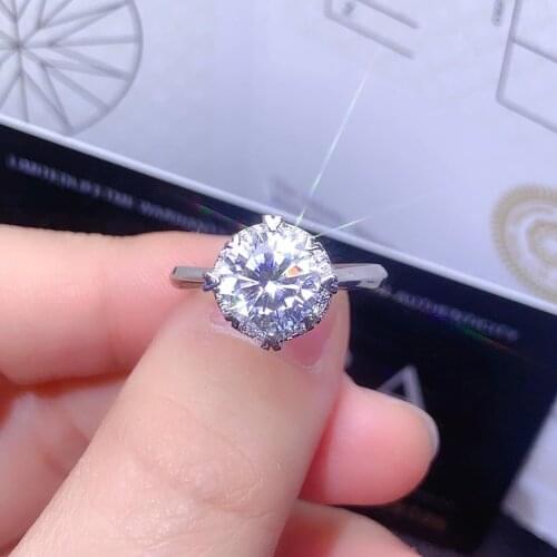 CoLife Jewelry Simple Moissanite Ring for Engagement 2ct D Color Moissanite Silver Ring 925 Silver Moissanite Jewelry