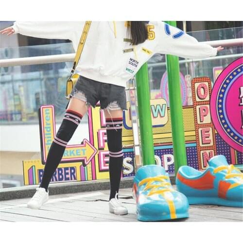 Autumn letter stars Socks Women Cute Cotton Letter Long Socks Art Ladies Cool Glitter Striped Meias Winter Socks B607