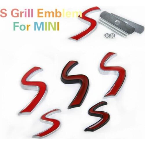 1 Pcs 3D Letters S Emblem Car Stickers Grille Badge For Mini Cooper S R50 R53 R55 R56 R60 R61 F54 F55 F56 Countryman Accessories