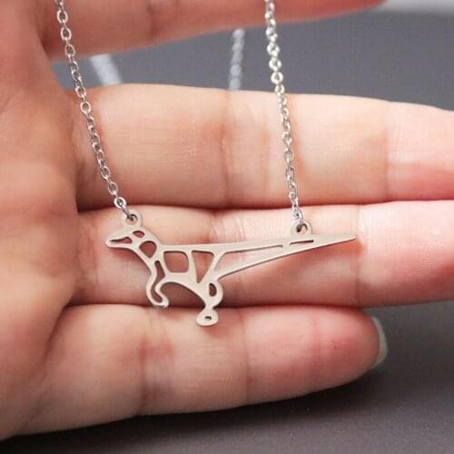 Everfast 1pc Lizard Stainless Steel Necklaces Origami Dinosaur Collar Necklace Anime 3 Colors Scientist Kid jewelry Bijoux femme