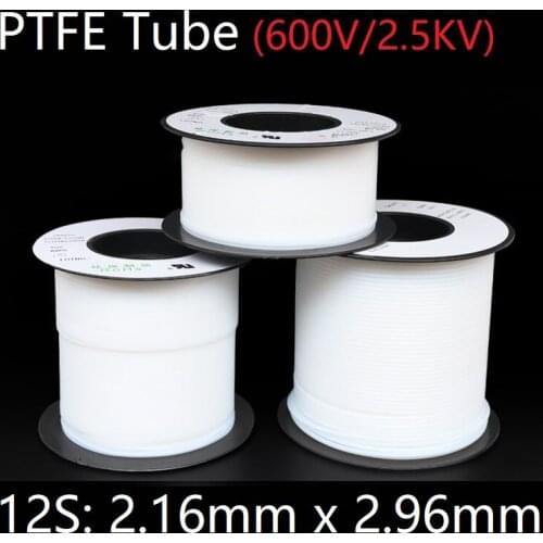 12S 2.16mm x 2.96mm PTFE Tube T eflon Insulated Rigid Capillary F4 Pipe High Temperature Resistant Transmit Hose 600V White