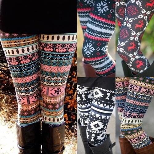 2021 Fashion Women Autumn Winter Leggings Clothes Warm Slim Pants Exotic Casual Pants Christmas Snowflake Leggings