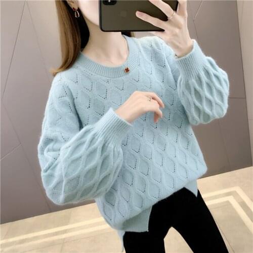 21056 (room 3, row 8, No. 7 middle) real shot round neck diamond hollow Pullover 41