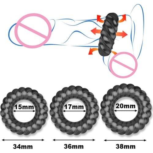 3PCS Black Thread Penis Rings Sex Toys for Men Cock Rings Penis Enlargement Trainer Dick Cockring Delay Ejaculation