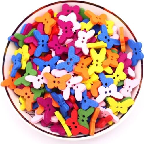 Mixed Moth Wooden 2 holes Button18*10mm Carving Craft Child Handmade DIY Painting Material Clothing Accessories 50pcs