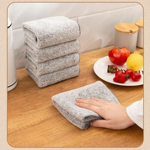 ABSF Dish Towel Bamboo Fiber Dish Cloth Thick Kitchen Cloth, Absorbing Water, No Lint, No Oil, Easy to Clean, 6PCS